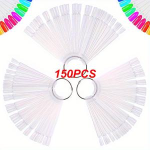 TEMU 150개 전문가용 인조 네일 팁 - 젤 폴리쉬, 매니큐어 & 페디큐어용 투명 아크릴 스왑 - 다양한 색상, 내구성 및 세척이 쉬움 - 네일 아트 연습 및 디스플레이에 완벽, 네일 테크 액세서리, 컬러풀 네일 아트, 쉽게 청소 가능한 소재