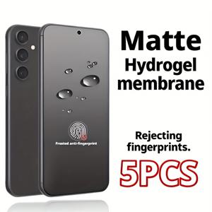 TEMU 갤럭시 S25/S24 울트라/S23/S22+/S21 FE/A73/A55/A54/A53/A30/A26/A25/A24/A23/A21s/A15/A14/A13/A05s용 매트 하이드로겔 스크린 보호필름 5개입, 풀 스크린 커버, 지문 방지, 스크래치 방지, 촉감 좋음 (강화유리 아님)