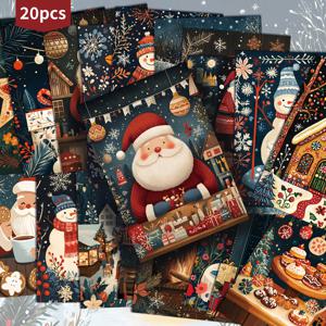 TEMU 20팩 ASSTSS 크리스마스 엽서 - 빈티지 산타, 눈사람, 선물 - 스크랩북킹, 정크 저널, 휴일 카드용 4x6인치 대형 엽서 - 클래식 장식 - 다이컷 머신 호환 가능 - 크리스마스 공예 및 선물에 이상적, 축제 일러스트레이션, 세밀한 아트워크, 문구류, 크래프트 애호가, 계절 문구, 고품질 인쇄, 문구 수집가, 크리스마스 최고의 선택