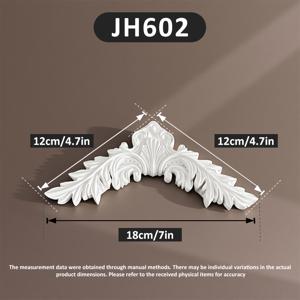 TEMU 2개 PU 네일 프리 코너 플라워 | 프렌치 라이트 럭셔리 배경 벽 및 천장 장식 조각 (거실 TV 벽용)