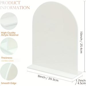 TEMU 2D 플랫, 화이트 아크릴 웨딩 넘버 보드 스탠드 포함 - 모던 DIY 이름/번호 사인, 리셉션, 약혼, 기념일 & 파티 데코, 8