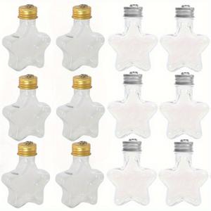 TEMU 12개 별 모양 플라스틱 병, 골드 캡 포함 - 투명, 식품 등급, 크리스마스 트리 장식, 사탕, 결혼식 선물에 이상적, 결혼식 선물 병|장식용 병|내구성 있는 플라스틱