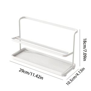 TEMU 이중 레이어 화이트 이언컵 수납랙 - 상하단 선반, 공간절약형 모던 주방정리대 (물잔/커피머그/티컵용) - 내구성 있는 카운터탑 오거나이저: 홈, 오피스, 카페에 적합한 미니멀디자인 & 쉬운조립