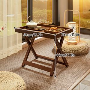 TEMU 1개 접이식 대나무 프레임 커피 테이블 - 공간 절약형 디자인, 컴팩트한 수납 가능, 클래식 스타일, 거실/침실/베드사이드용, 내구성 강한 아크릴 소재, 쉬운 조립, 테이블, 침실 정리용|침대협탁