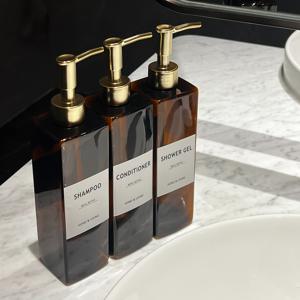 TEMU 3개/6개 세트 빈티지 브라운 500ml 대용량 리필 가능 여행용 병 세트 (샴푸, 컨디셔너, 샤워젤, 로션용) - 호텔, 집, 휴가용 숙소, 살롱에 이상적 - 방수 라벨 포함