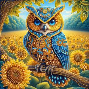 TEMU 5D 페인팅 키트, 1세트, 독특한 라인스톤 아트워크, 프레임 없는 벽걸이 장식, 발렌타인데이 및 파티 선물용, 침실·사무실·거실에 적합 - 올빼미 & 디자인