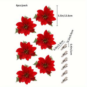 TEMU 6/12개 인공 포인세티아 꽃 줄기 - 풍성한 녹색 잎, 리얼리스틱 레드 플라워 장식, 유지 관리 불필요, DIY 크리스마스 트리, 웨딩, 홈, 파티용 - 장식, 인조 꽃, 시즌 홈 액센트, 시즌 디스플레이, 파티 액센트,웨딩 데코,축제 꽃 장식,패브릭 플라워,유지보수 불필요한 장식,장식용 꽃,이벤트 플래너,웨딩 스타일리스트