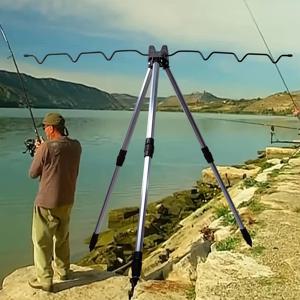 TEMU 조절 가능한 텔레스코픽 바다 낚시대 삼각대 - 헤비듀티 알루미늄 합금 낚시대 스탠드, 지면 플러그 포함, 안정적인 삼각형 디자인, 바위 해변 및 호수에서 장거리 캐스팅에 적합, 낚시 장비, 안전한 장착 시스템