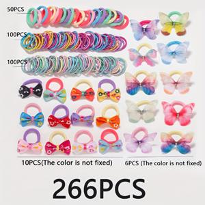 TEMU 266개 세트의 고무 밴드 헤어밴드 세트, 고무 밴드 리본, 나비 헤어밴드, 고탄력, 내구성, 귀엽고 심플한 헤어 액세서리 세트, 학교 활동, 파티 및 일상적인 헤어 장식에 적합, 파티 헤어밴드, 학교 헤어스타일, 나비 헤어밴드, 심플한 디자인, 가벼운 헤어밴드, 고탄성 밴드, 멀티팩 헤어밴드, 헤어 액세서리, S 헤어밴드, S 헤어스타일