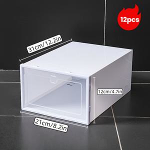 TEMU 12개 투명 신발 보관함 - 공간절약, 먼지방지, 접이식 신발 정리함 (스니커즈, 플랫, 부츠용) - 홈, 기숙사, 침실, 현관 정리에 이상적인 신발 정리함|신발정리대