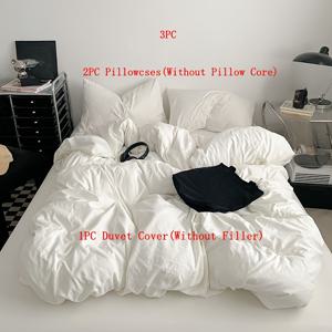 TEMU 3피스 솔리드 화이트 이불커버 세트, 90g 모던 스타일 침구, 초극세사 편안하고 통기성 좋은, 지퍼포함 네피스 세트, 이불커버 1개 + 베개커버 2개, 충전재 미포함, 휴일 선물