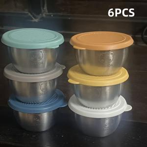 TEMU 2/4/6개 스테인리스 스틸 향신료 컵 (뚜껑 포함) - 80ML 소용량 샐러드, 소스, 조미료에 적합 - 110ML 대용량 도시락, 피크닉에 이상적