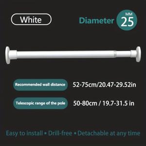 TEMU 스프링 & 텐션 마운팅이 있는 조절식 메탈 텔레스코픽 로드 - 드릴링이 필요 없는 디자인, 샤워 커튼, 로마 기둥, 옷걸이 & 옷장용 고강도 높이 조절 샤워 커튼 로드 - 공간 절약형 욕실 수납 솔루션