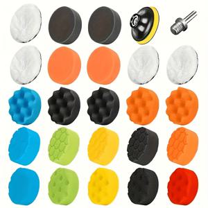 TEMU 자동차 폼 폴리싱 키트, 폴리싱 폴리싱 패드, 양모 패드, 자동차 헤드라이트 및 바디용 폴리싱 폴리싱 휠, 자동차 폼 왁스 및 버퍼 키트(11/25/31개), 자동차 디테일링 키트, 자동차 폼 폴리싱 패드, 자동차 왁스용 사용, 자동차 진공용 사용, 내부 자동차 진공 밀봉 액세서리 자동차 폼 폴리싱 패드, 천 폼 브러시 및 청소 천으로 사용