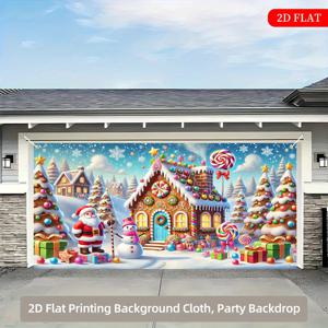 TEMU 1개 초대형 진저브레드 하우스 & 겨울 원더랜드 배경 장식 - 캔디케인, 눈사람, 롤리팝, 포장된 선물 포함 - 자립형 크리스마스 파티 장식, 전기 불필요, 실내/크리스마스, 결혼식, 생일용 쉬운 설치 - 내구성 있는 비닐 겨울 풍경 (71x157인치), 2D 평면 벽 무늬, 대형 크리스마스 장식,크리스마스 배너,크리스마스 장식