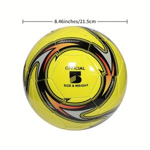 TEMU 공식 사이즈 5 축구공 - 고품질, 내구성 강화, 실내외 훈련 및 경기용, 기계 스티치 구조, 노랑/검정/빨강 액센트, 전문 선수 및 아마추어용, 내구성 있는 축구공, 축구 액세서리|축구화