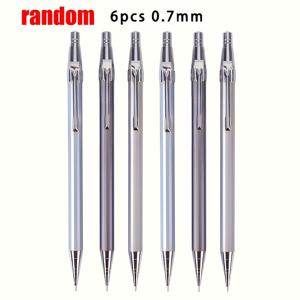 TEMU 0.5/0.7mm 연필심이 포함된 자동 연필 6개 세트. 스케치 및 만화 스타일을 위한 메탈 디자인, 학교 용품으로 드로잉 및 필기 도구로 적합.