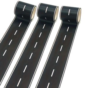 TEMU 3개 만화 스타일 재사용 가능한 로드 스티커, 검은색 폴리우레탄 로드 테이프, 파티 레이싱 장식에 적합, 접착식 반짝이는 표면 자동차 테마 장식, 플라스틱 표면 매끄러움, 작은 장난감 자동차 트랙 실내 사용에 적합, 1개 약간 5