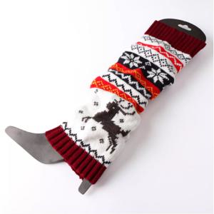 TEMU 1쌍 여성 크리스마스 스타킹 레그 워머 - 따뜻한 플리스 안감 겨울용 레그 워머, 축제 패턴, 세탁기 사용 가능, 갈색 & 흰색 줄무늬 디자인, 추위 날씨 편안함, 크리스마스 레그 워머, 휴일 신발, 재미있는 패턴, 부드러운 질감, 여성용 레그 워머, 양말, 여성용 양말, 양말, 레그 워머, 발토시 여성 여름용, 스타킹 양말, 다리워머