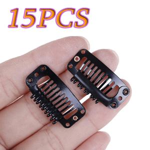 TEMU 15개입 9개 이빨 메탈릭 스냅 클립 헤어 익스텐션 헤어피스 DIY 스냅 빗 가발 클립 (검정, 9개 이빨)