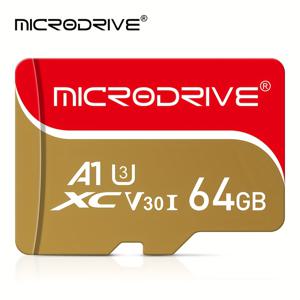 TEMU MICRODRIVE U3 C10 웨이브 패턴 레드-골든 메모리 카드 | 32GB, 64GB, 128GB, 256GB 용량 지원, 노트북, 데스크탑, 모니터링 장비, 스마트 TV 호환 | 파일 저장, 사진 저장, 4K 비디오 녹화에 적합