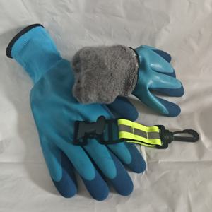 TEMU 3개 세트, 장갑 2개 * 보관 클립 1개, 두꺼운 보온 스키 장갑, 미끄럼 방지 장갑, 가정용 장갑, 낚시 장갑, 겨울용 방한 장갑, 표면 라텍스 소재, 야외 스포츠, 낚시, 하이킹, 스키에 적합