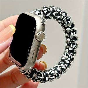 TEMU 럭셔리 클래식 프린트 애플워치 밴드 시리즈 S10 6 5 4 SE용 탄성 스트랩, 시크한 여성용 아이워치 S10 42mm 46mm 38 40 41mm 42 44 45mm 49mm 가볍고 편안한 시계 액세서리, 완벽한 선물 휴일 선물|스마트워치