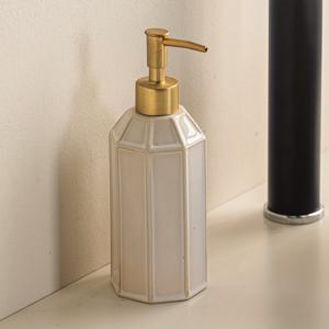 TEMU 1개 빈티지 세라믹 디스펜서 병 - 화이트 & 광택 푸시 버튼 위생 비누 디스펜서, 골드 느낌 욕실, 주방, 화장대용 - 내구성 있는 독립형 액체 용기 (손, 로션, 식기 세제)
