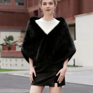 TEMU 여성용 우아한 인조 모피 숄 - 고급스러운 겨울 코트 스타일 랩, 부드럽고 따뜻한 인조 모피 질감, 손세탁 및 드라이 클리닝 가능, 결혼식, 파티, 일상용 - 여성, 웨딩 액세서리, 스타일, 스타일리시 랩, 패션 애호가를 위한 이상적인 선물