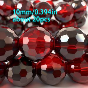 TEMU 비즈 & 비즈 세트 - 약 45/30/20개, 6/8/10mm, 밝은 빨강 & 반투명 오스트리아 축구공형 구멍이 있는 비즈, 크리스마스, 부활절, 일상 DIY 공예, 팔찌, 목걸이 제작, 주얼리 액세서리용 패션 루즈 비즈