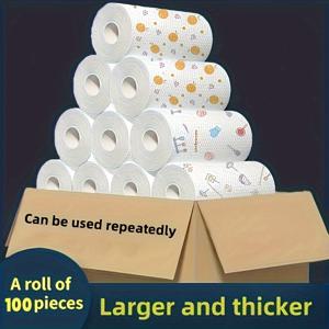 TEMU 100개 세트 워셔블 주방 타월 | 모던 논-폴리에스터, 사각형, 별이 빛나는 하늘 모티브, 손세탁 전용 - 주방, 욕실 및 가정용으로 적합