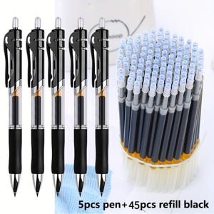 TEMU 50개 볼펜 세트 - 0.5mm, 리트랙터블, 검정/빨강/파랑, 튼튼한 플라스틱 바디, 부드러운 필기감, 리필 포함, 사무실 및 학습 용품에 이상적인 선물, 사무용품, 학습 필수품, 세련된 펜 디자인, 부드러운 필기펜, 사무직 근로자