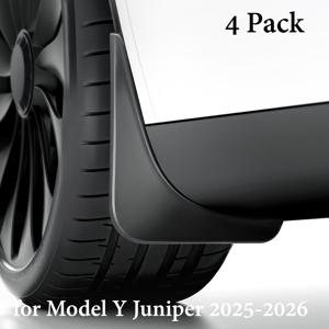 TEMU Tesla Model Y Juniper 2025 머드 플랩 4개 - 전천후 머드 가드 바디 키트, 드릴링 불필요, 블랙, 내구성 PE 소재, 2025-2026년식에 적합, 페인트 및 외부 보호, 차량 보호, 세련된 차량 액세서리, 고품질 머드 가드
