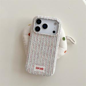 TEMU 가을/겨울 코듀로이 패치워크 플러시 휴대폰 케이스 (모델 14, 15, 16, 17, Pro, Pro 호환)