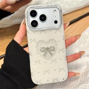 TEMU 아이폰 17Pro Max 17Pro 16 15 14 13 11 12 Pro Max 16 15 14 Plus용 3D 큐트 반짝이 라인스톤 리본 도트 하트 투명 글리터 폰 케이스 - 럭셔리 미학 예술적 사랑스러운 선물 여성용 충격 방지 보호 백커버