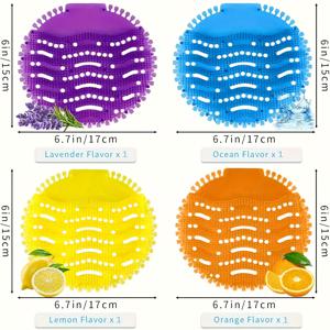 TEMU 4개입 플라스틱 소변기 매트 (긴 브러쉬 포함) | 욕실, 화장실, 사무실, 호텔, 식당 사용을 위한 튀김 방지 및 막힘 방지 기능