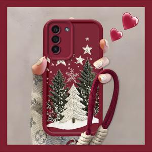 TEMU 폰 케이스: 크리스마스 트리 프린트 삼성 갤럭시 S21 FE| S20 FE/ S21 5G/ S21+ 5G/ S22 5G/ S22+ 5G/ S23/ S23+/ S23 FE/ S24/ S24 Plus/ S25 FE/ S25/ S25 Plus 호환 보호용 소프트 TPU 케이스 충격 방지 폰 커버 랜야드 포함|케이스|S21케이스|S22케이스