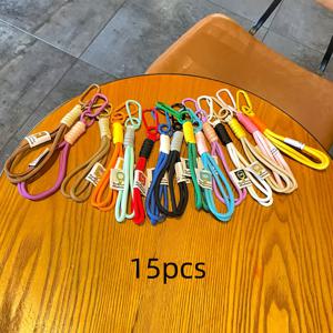 TEMU 15가지 랜덤 색상 브레이드 로프 | 도파민 컬러풀 로프, 대비 색상 키체인 폰 케이스 핸드 로프, 남녀공용 트레킹 걸쇠 커플 핸드 로프 니치 액세서리, 키체인 참