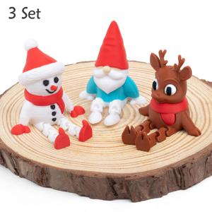 TEMU 3D 프린팅 크리스마스 장식 세트 3개 - 눈사람, 사슴 & 산타 피규어 (빨간색 & 스카프, 갈색 사슴뿔 & 빨간색 모자 포함) - 내구성 좋은 플라스틱 실내/실외, 가정용 데스크탑 장식, 자동차 장식품, 선물 아이디어