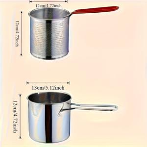 TEMU 스테인리스 스틸 딥 프라이어 - 메쉬 랙 포함, 컴팩트하고 내구성 있는 디자인, 청소가 쉬움, 감자튀김, 생선 필레, 닭고기에 완벽 - 가정 주방 필수품, 기름 필요 없는지 튀김 도구, 통합 메쉬 랙, 사계절 사용 가능