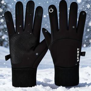 TEMU 남녀 공용 겨울 사이클링 장갑 1켤레 - 터치스크린 호환 방풍 스키 장갑, 사이클링, 스키, 스노ーボ드용 기모 안감 보온, 추운 날씨 스포츠 장비 (크리스마스, 할로윈 선물로 적합, 세련된 장갑 디자인)