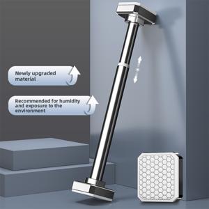 TEMU 1개 헤비듀티 조절 가능한 스프링 텐션 옷걸이 & 샤워 커튼 로드 - 폴 필요 없음, 텐션 장착 브래킷이 있는 확장형 금속 빨래 건조대, 공간 절약형 욕실 타월 바, 아파트용 모던 디자인|빨래건조대|수건|커튼봉