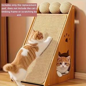 TEMU 1개 튼튼한 황마 로프 스크래칭 패드 - 깔끔하고 안전한 매직 투명 접착제로 소파 디자인에 적합, 다층 운동, 튼튼한 사이잘 소재 - 완벽한 애완 동물 크리스마스 선물