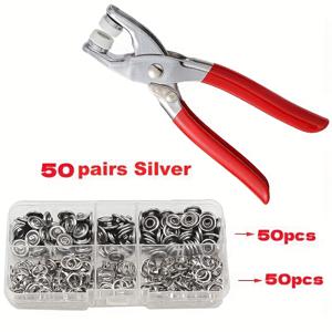 TEMU 1세트 아이렛 플라이어 도구 키트 + 실버 메탈 아이렛 50개 포함, 전기 불필요, 아이렛 펀치 키트 - 가죽, 의류, 벨트용 수동 그로밋 펀치, 전기 불필요, 아이렛 펀치 키트, 벨트 제작,의류 수리,컴팩트 디자인,고품질 아이릿,믿을 수 있는 장인 정신,가죽 공예가들