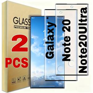 TEMU 갤럭시 노트 20/노트 20 울트라용 풀커버 강화유리 보호필름 2개 세트, 블랙 에지