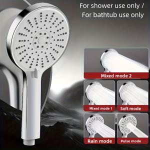 TEMU 1/2개 럭셔리 고압 샤워헤드, 5가지 스프레이 모드 (레인, 마사지, 스파, 마사지-제트 & 스프레이), 패널 실리콘 노즐, ABS 레인폴 샤워 시스템 - 욕조 또는 샤워용 걸이/벽걸이 설치 (호환 가능, 샤워 전용)