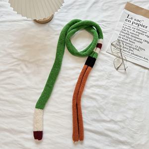 TEMU 여성용 스파이스 애니메이션 플러시 스카프 - 한국 스타일 얇고 좁은 긴 줄무늬 스카프, 90년대 노스탤지어 패션 & 테마 의상에 적합