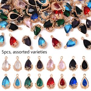 TEMU 5-팩 중공 매화 꽃잎 모양 눈물 방울 유리 장신구 DIY 쥬얼리 만들기에 사용, 투명 유리 펜던트 팔찌, 목걸이, 귀걸이, 술 장식, 머리 장식에 사용