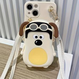 TEMU 새로운 장멘 개 동전 지갑, 애플 16Pro/14Promax/15/13 휴대폰 케이스 12Pro 풀 패키지 크로스바디 아이폰 X 16Puls에 적합합니다.