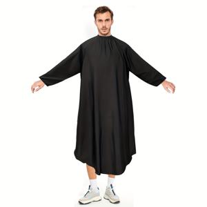 TEMU 슬리브가 있는 블랙/화이트 전문 바버 케이프 - 스타일링 및 살롱용 긴 소매 미용사 앞치마